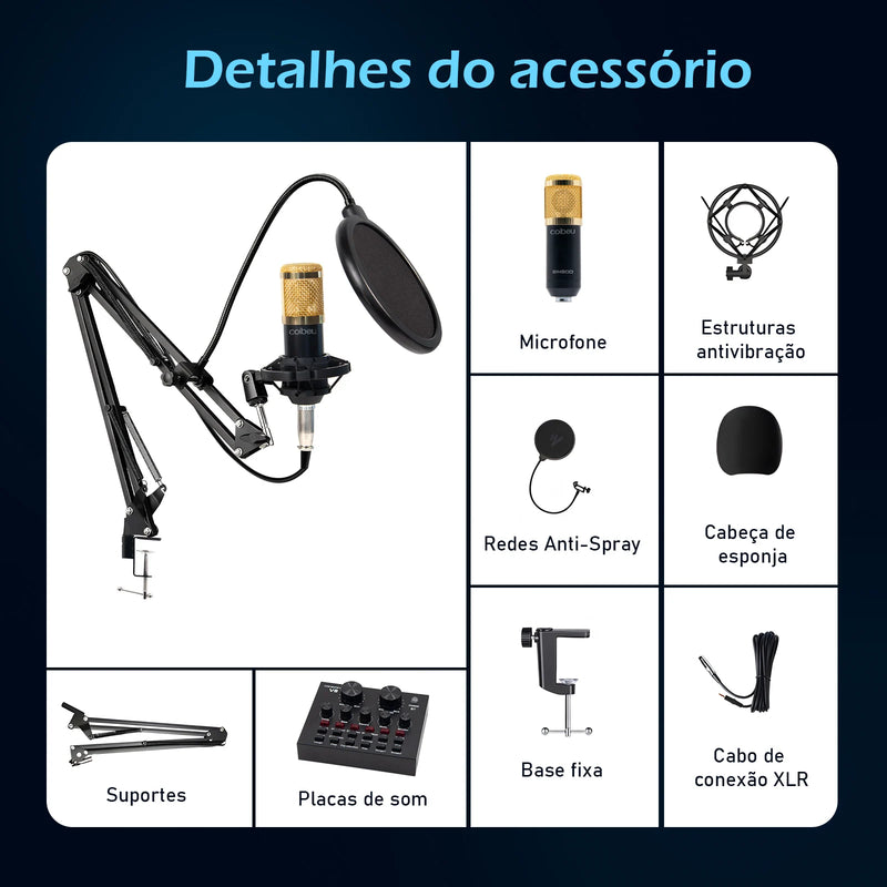 Bm800 microfone com braço articulado para PC usb