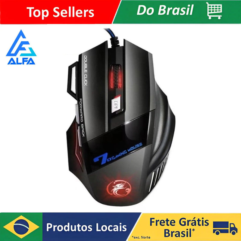 Mouse Gamer Laser X7 3200dpi Original KAPBOM  Led Usb 7 Botões Profissional KA-617